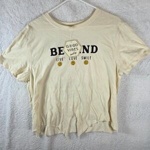 Good Vibes T-Shirt Women's XL Cream Graphic Tee Short Sleeve Round Neck Cotto...
